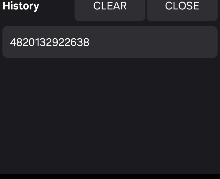 Scan history panel